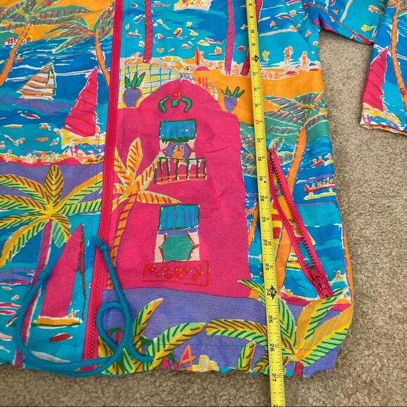 Vintage Ken Done 1990 windbreaker Jacket Turquoise Blue Pink size small - Picture 5 of 12